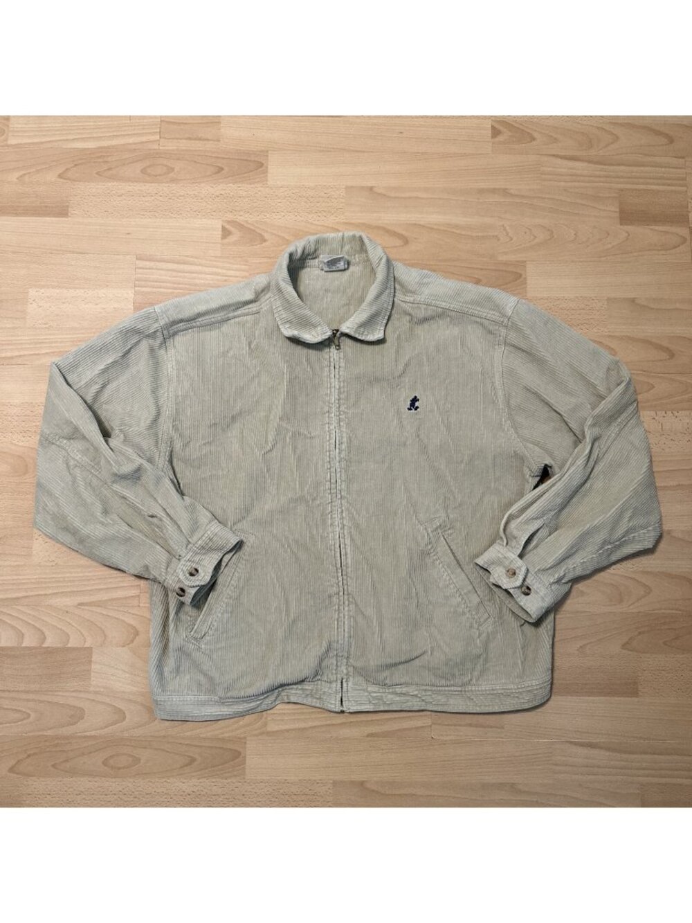 Vintage Disney Jacket Mens Sz XL Beige Corduroy Full Zip Mickey Embroidered 90s